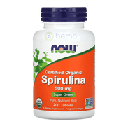 Now Foods, Certified Organic Spirulina, 500mg, 200 Tablets (7451788083452)