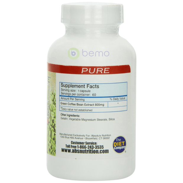 Pure, Absolute Nutrition Green Coffee Bean Extract, 60 capsules (8318697668860)