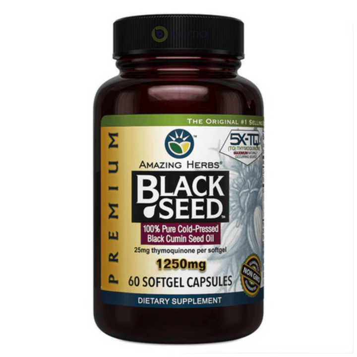 Amazing Herbs, Black Seed Oil, 1250mg, 60 caps