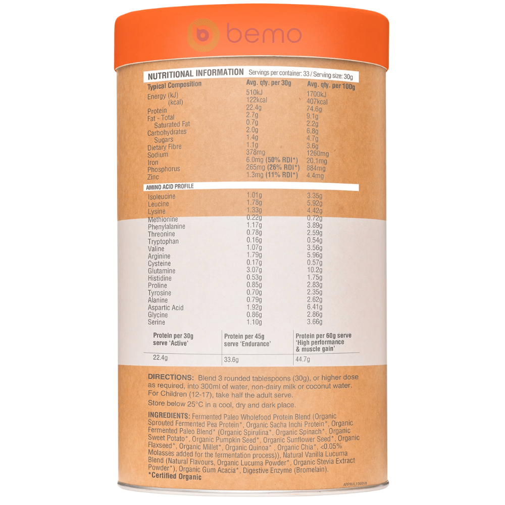Amazonia Raw, Raw Paleo Fermented Protein, Vanilla Lacuma, 1kg (8196753916156)