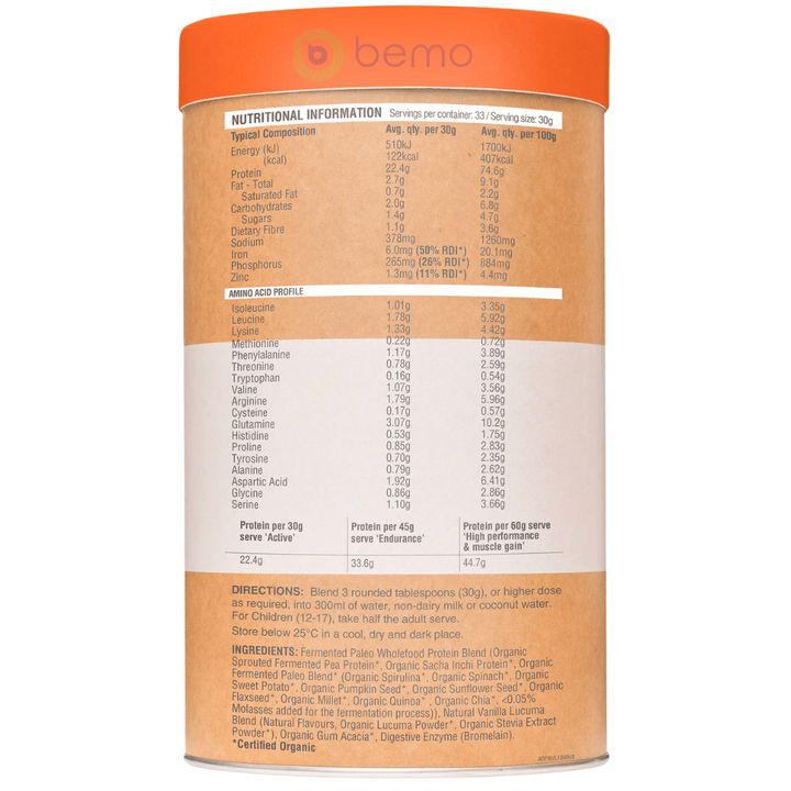 Amazonia Raw, Raw Paleo Fermented Protein, Vanilla Lacuma, 1kg (8196753916156)