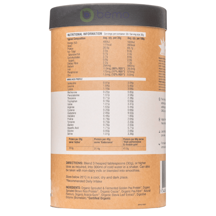 Amazonia Raw, Raw Protein Isolate, Choc Coconut, 1kg (8195996352764)