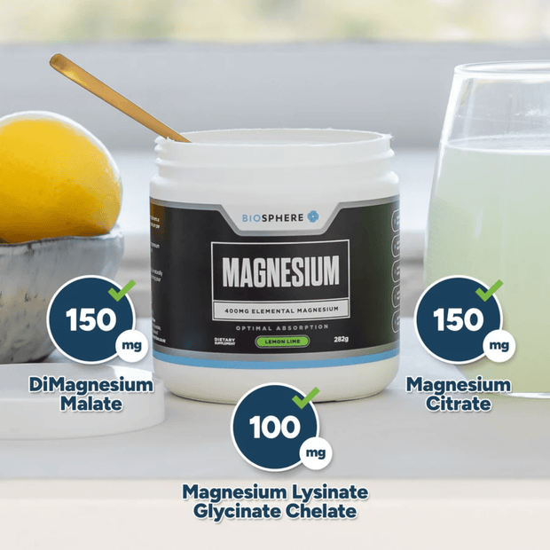 Biosphere, Magnesium Powder, Lemon Lime, 282g (8950107504892)