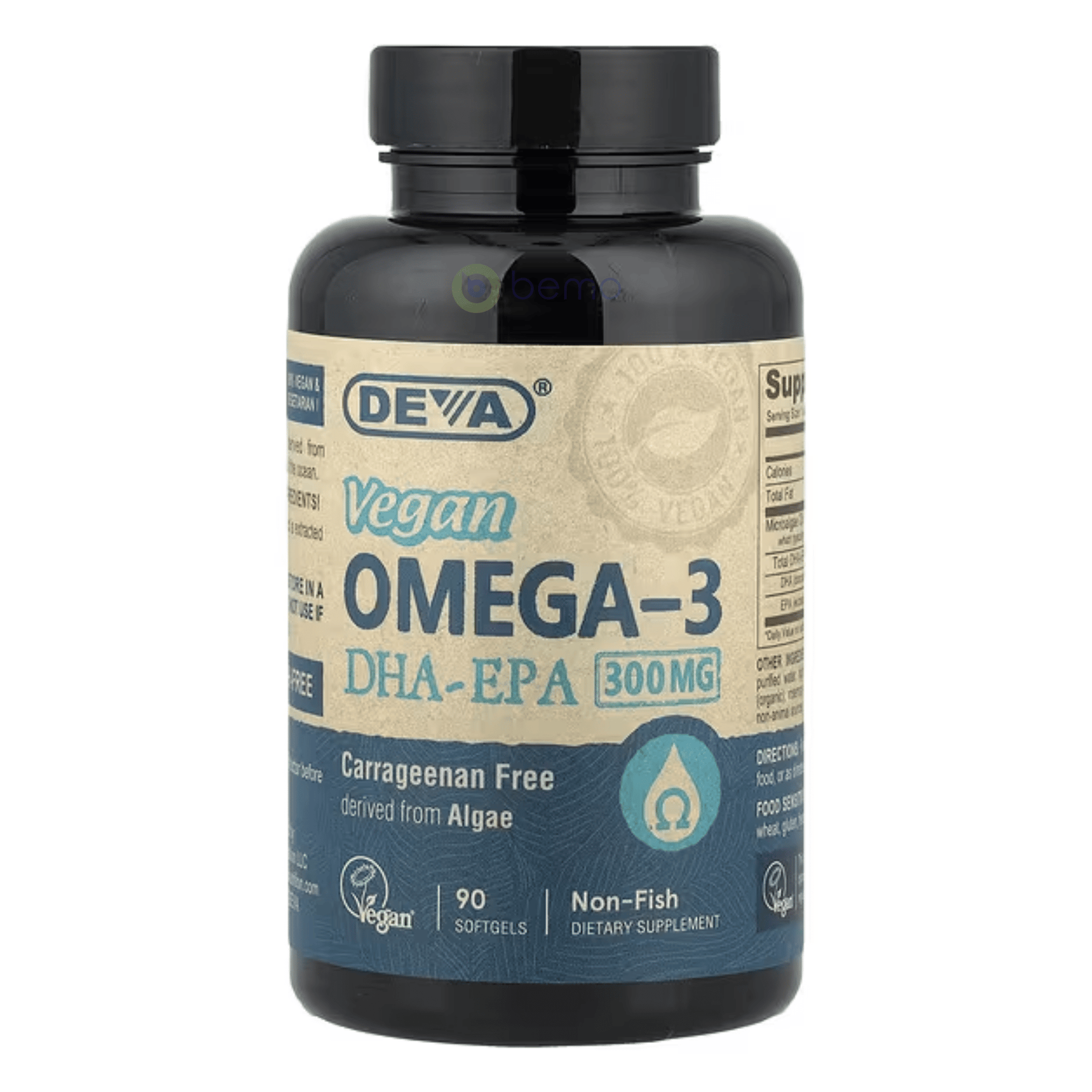 Deva Nutrition, Vegan Omega-3 DHA-EPA, 300mg, 90 softgels | bemo