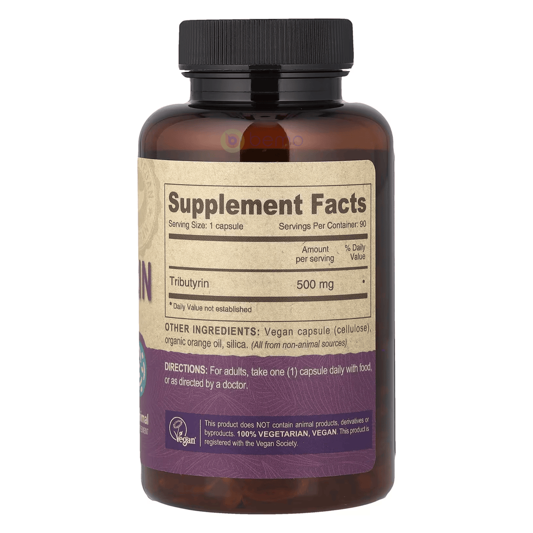 Deva Nutrition, Vegan Tributyrin, 500mg, 90 vegan caps