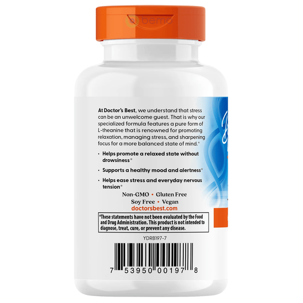 Doctor's Best, L-Theanine, 90 Veggie Caps (8899680338172)