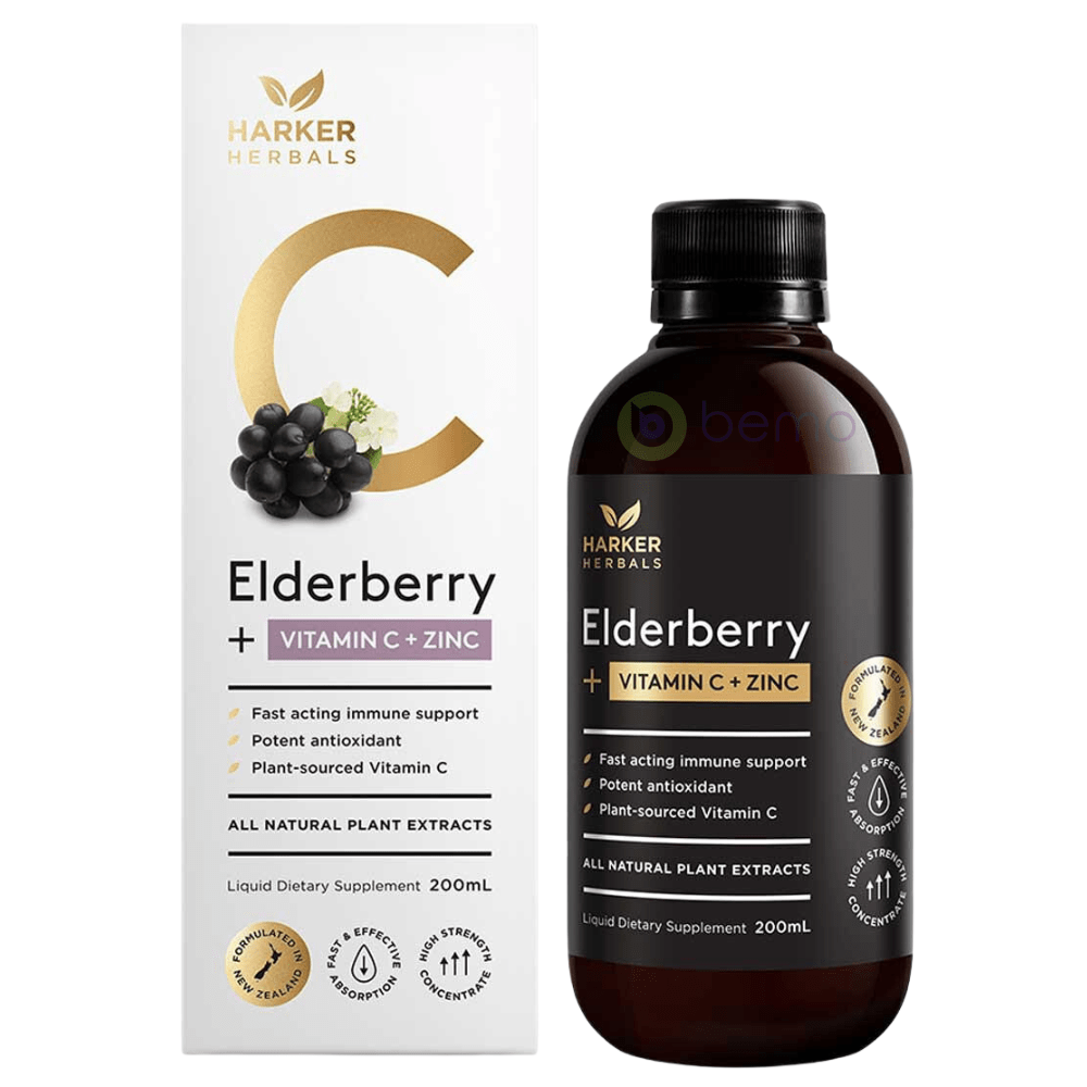 Harker Herbals, Vitamin C + Elderberry + Zinc, 200ml (6930729631908) (8935333495036)