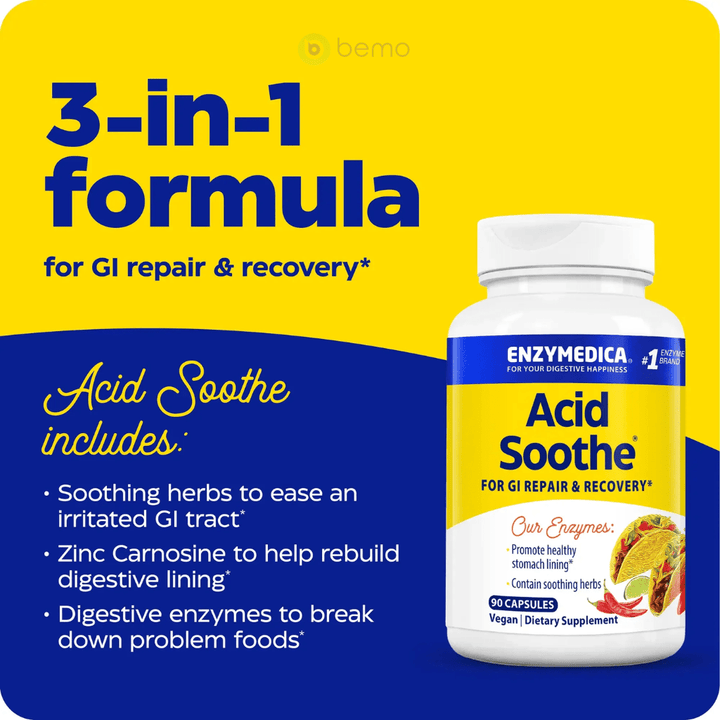 Enzymedica, Acid Soothe, 30 Capsules (8896669942012) (9080640864508) (9080641847548)