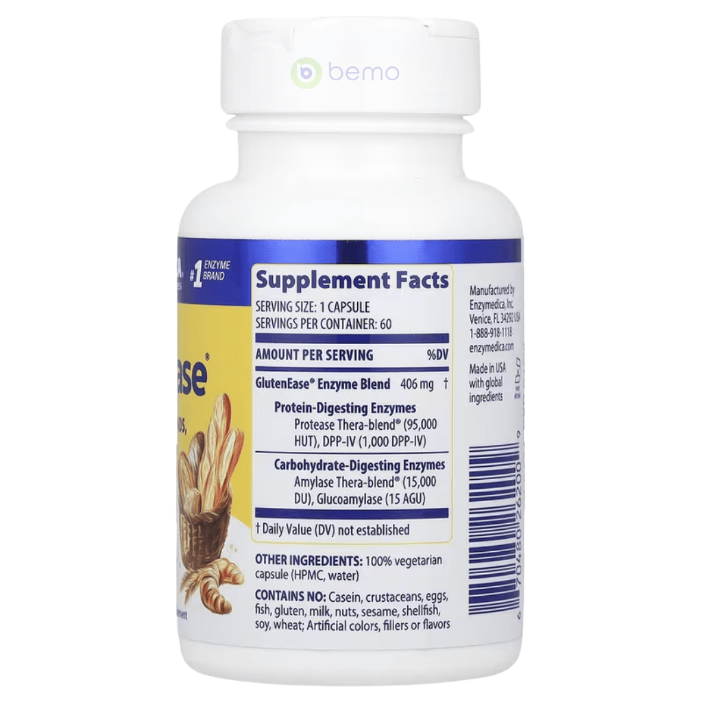Enzymedica, Gluten Ease, 60 Capsules (8896662700284)