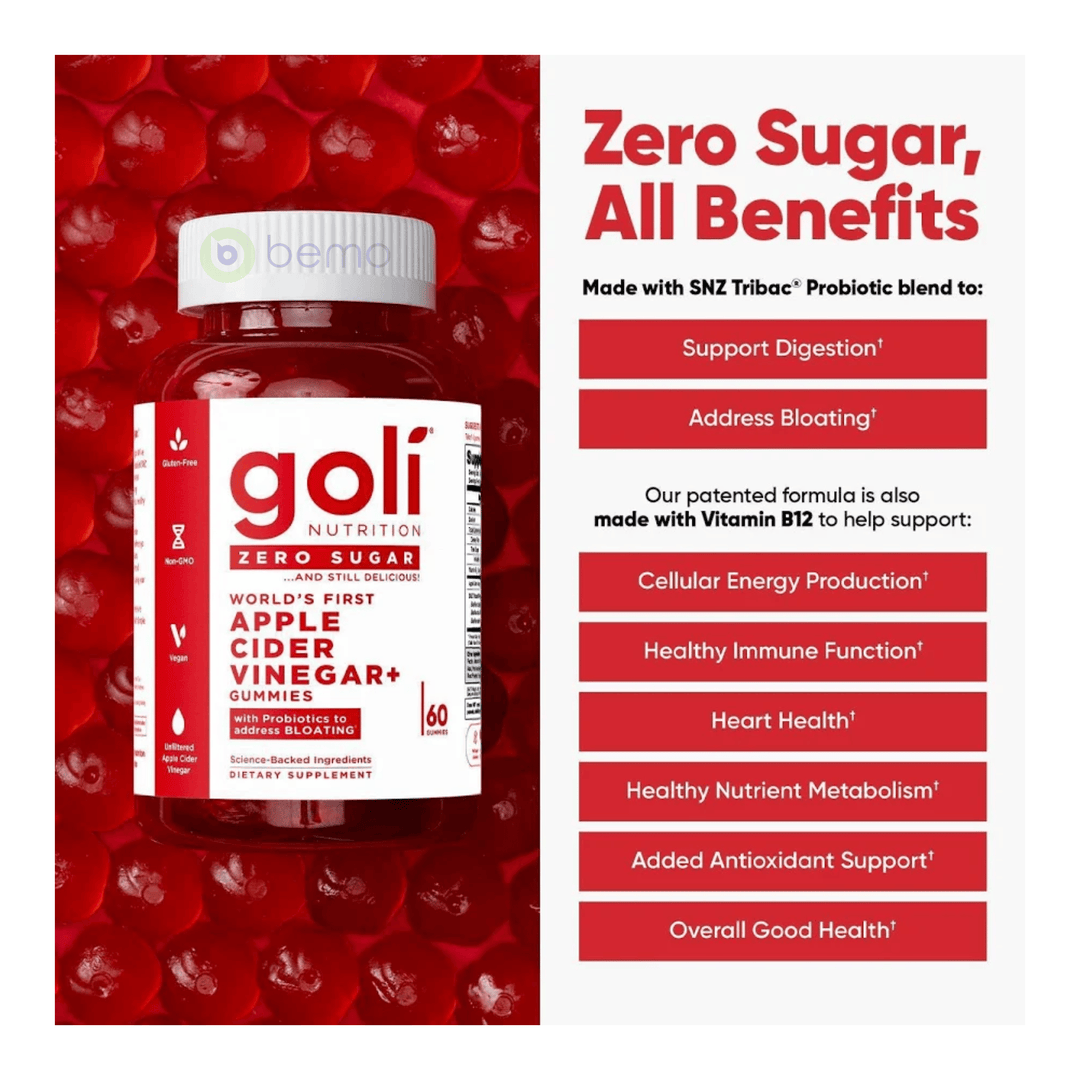Goli Nutrition, Apple Cider Vinegar Zero Sugar, 60 Gummies
