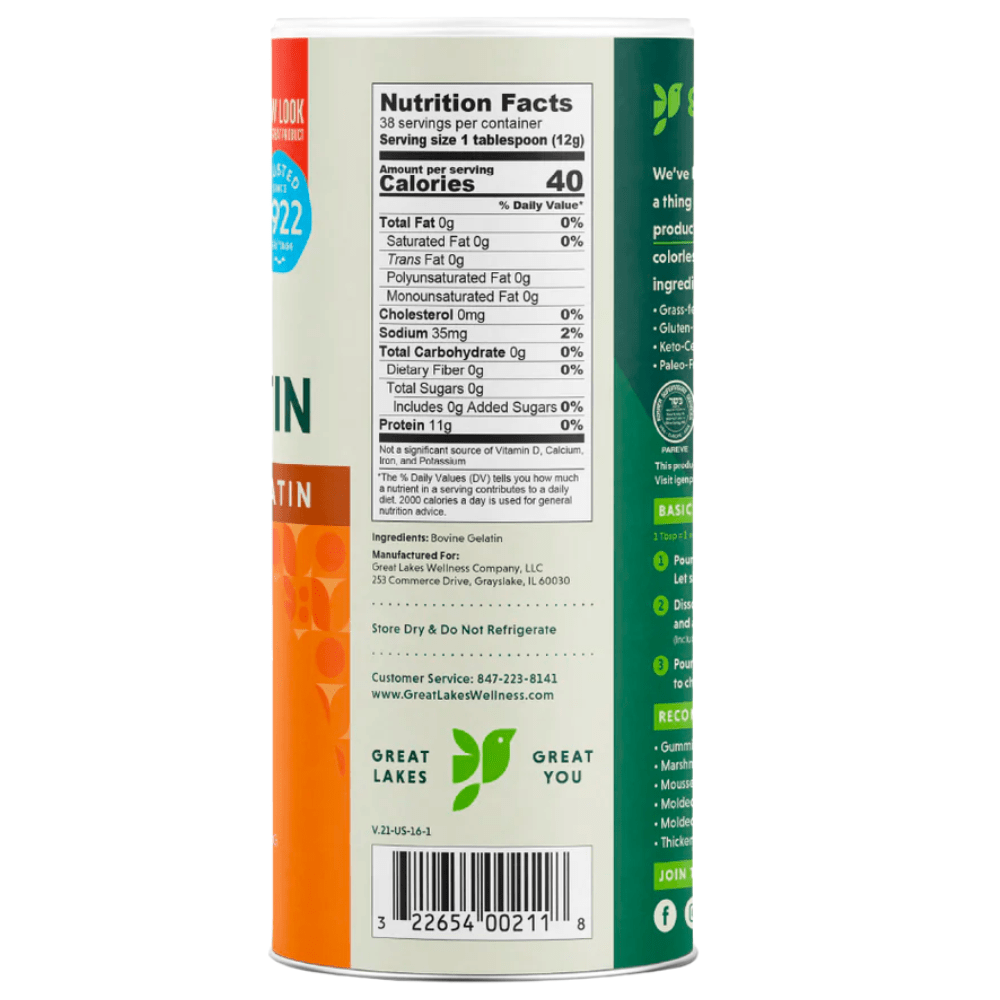 Great Lakes, Beef Gelatin, Unflavoured, 454g (7760434725116)