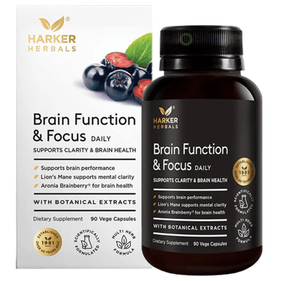 Harker Herbals, Brain Function & Focus, 90 Vege Capsules (9076438040828)