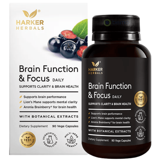 Harker Herbals, Brain Function & Focus, 90 Vege Capsules (9076438040828)