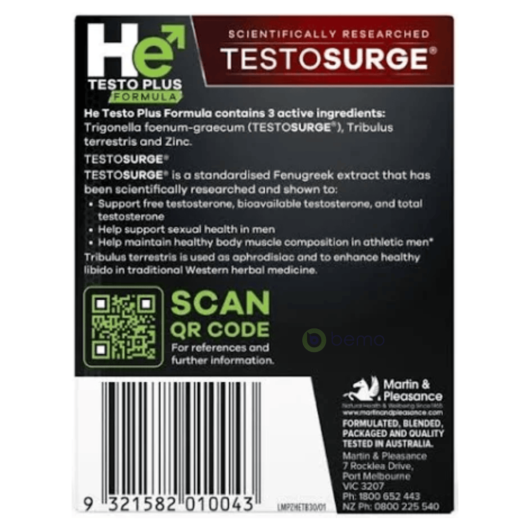 He, Testo Plus Formula, 30 tabs