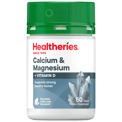 Healtheries, Calcium & Magnesium, + Vitamin D, 50 Tablets (8097866416380)