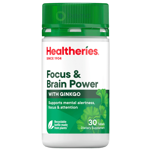 Healtheries, Focus & Brain Power, with Ginkgo, 30 Tablets (8097866449148)