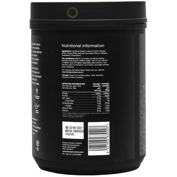 Hemp Connect, Hemp Protein Powder, Chocolate, 500g (8423786283260)