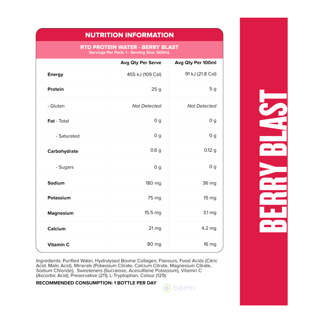 Muscle Nation, Protein Water Zero Sugar, Berry Blast, 500ml
