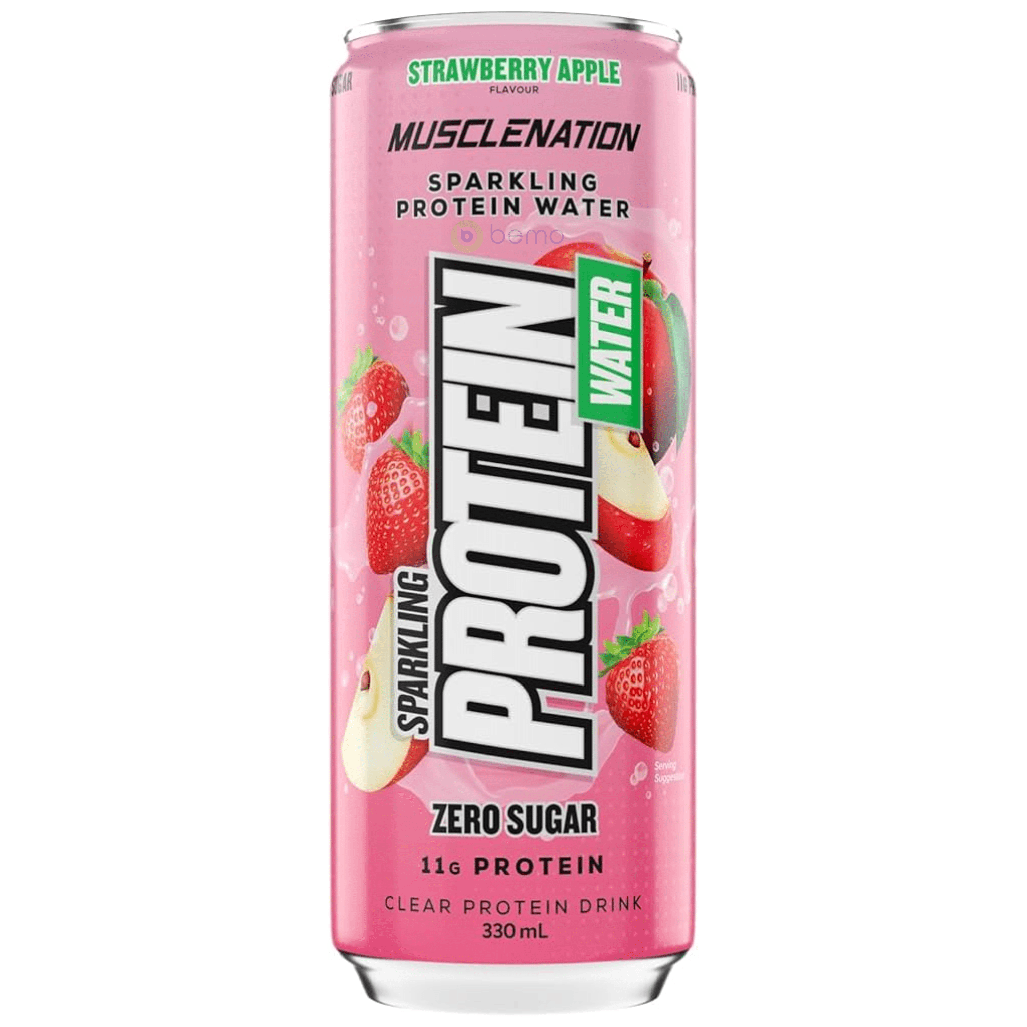 Muscle Nation, Sparkling Protein Water, Strawberry Apple, 330ml | bemo