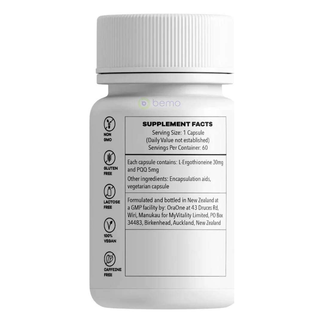 MyVitality, L-Ergothioneine with PQQ, 60 caps