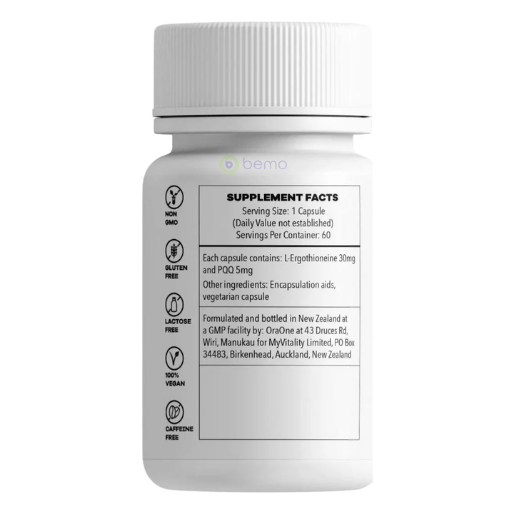 MyVitality, L-Ergothioneine with PQQ, 60 caps