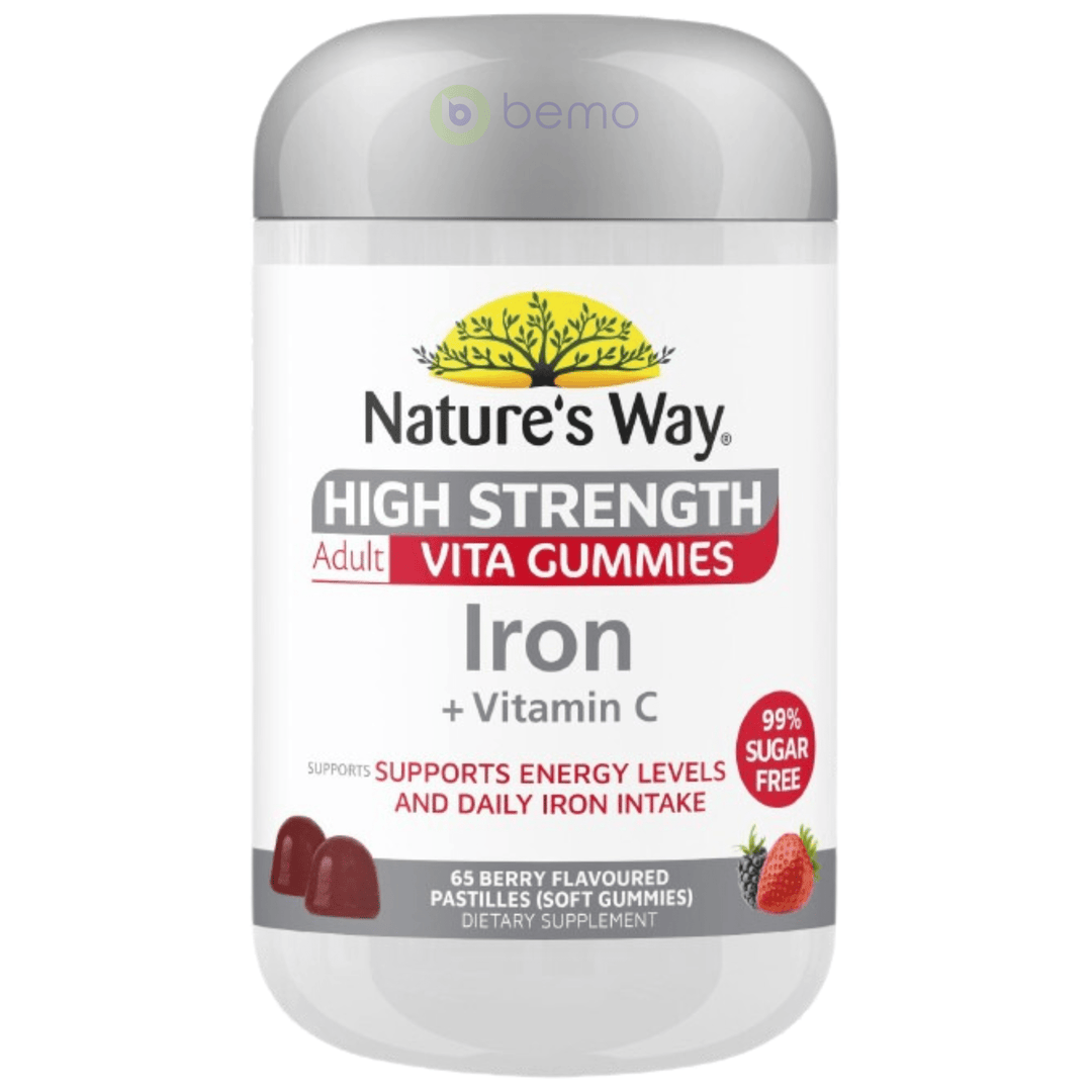 Nature's Way, Adult Vita Gummies High Strength Iron + Vitamin C, 65's (8759979639036)