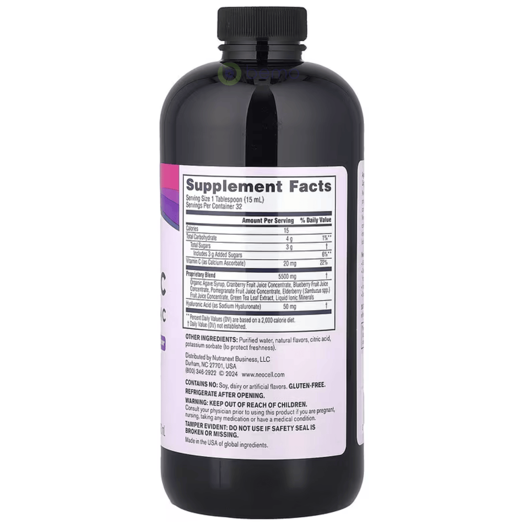 Neocell, Liquid Hyaluronic Acid + Vitamin C, Berry, 473 ml