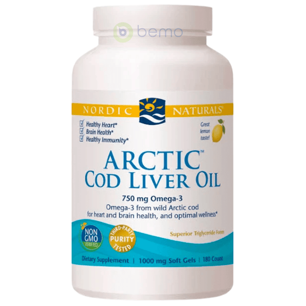 Nordic Naturals, Arctic Cod Liver Oil, 750mg, 180 Softgels, Lemon Flavour (8141304660220)