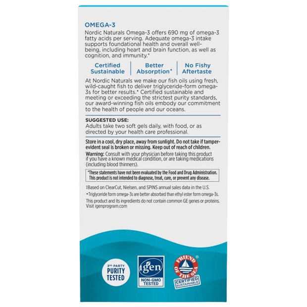 Nordic Naturals, Omega-3, 690mg, 120 Softgels (8922240188668)