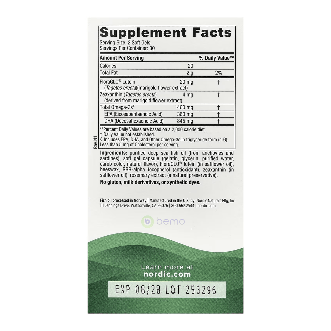 Nordic Naturals, Vision Support Omega Blend, 60 softgels