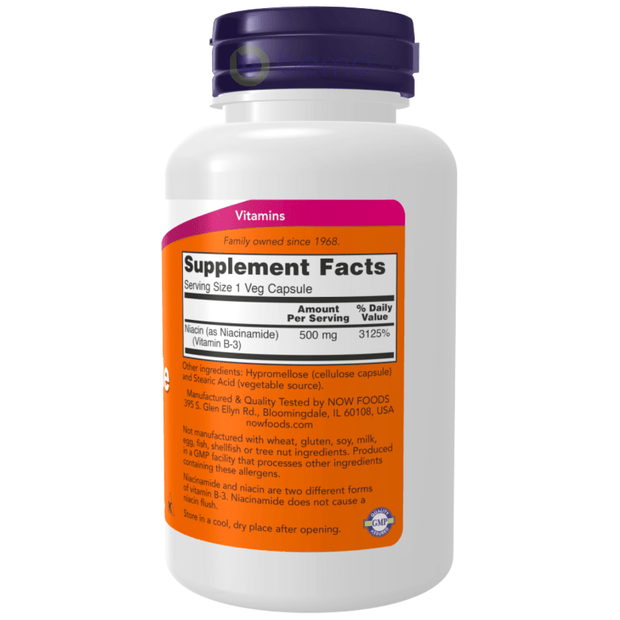 Now Foods , Niacinamide (B-3) 500 mg, 100 Veg Capsules (8218370801916)