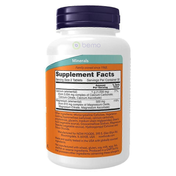 Now Foods, Calcium &amp; Magnesium 2:1 Ratio, 100 tabs