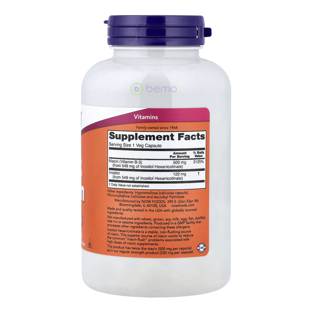 Now Foods, Double Strength Flush-Free Niacin 500mg, 180 vcaps