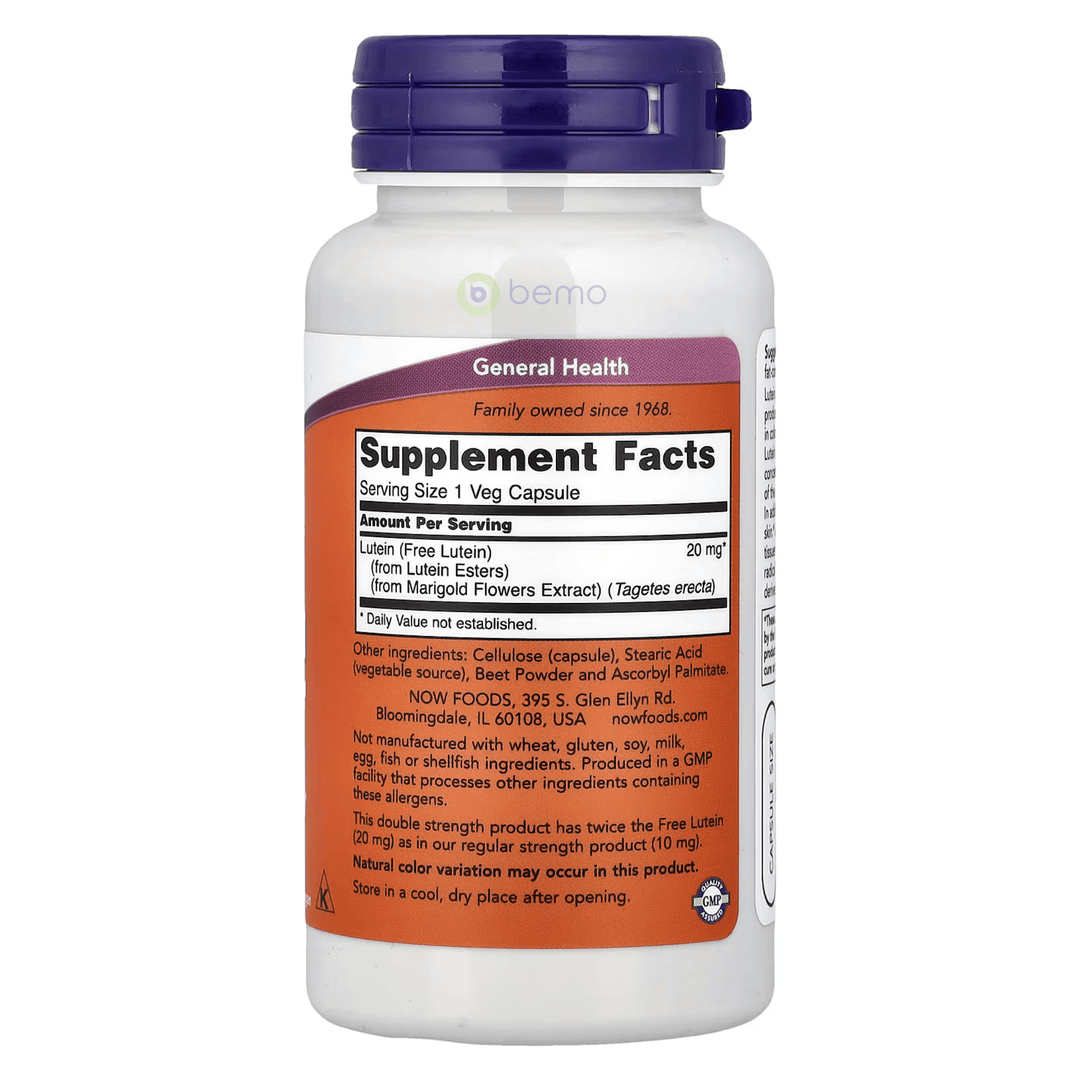 Now Foods, Double Strength Lutein 20mg, 90 vcaps