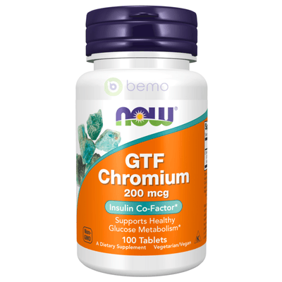 Now Foods, GTF Chromium, 200 mcg, 100 Tablets (4418312339596)