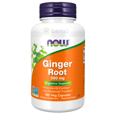 Now Foods, Ginger Root, 550 mg, 100 Veg Capsules (4422439829644)