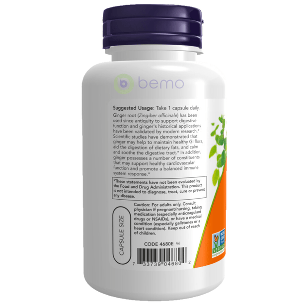 Now Foods, Ginger Root, 550 mg, 100 Veg Capsules (4422439829644)