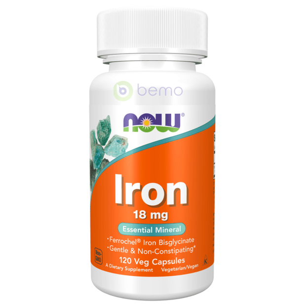 Now Foods, Iron, 18 mg, 120 Veg Capsules (4422621364364)