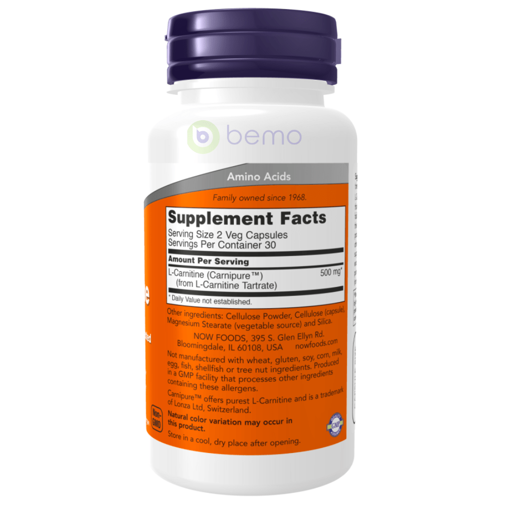 Now Foods, L-Carnitine, 250 mg, 60 Capsules | bemo