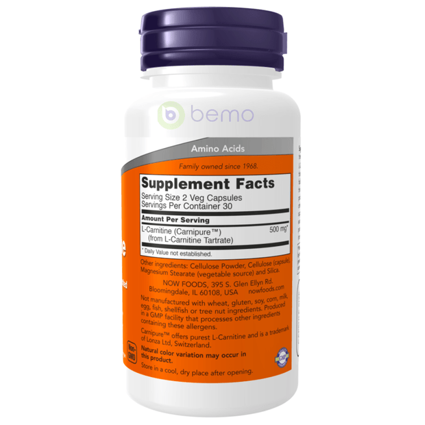Now Foods, L-Carnitine, 250 mg, 60 Capsules (4422674284684)