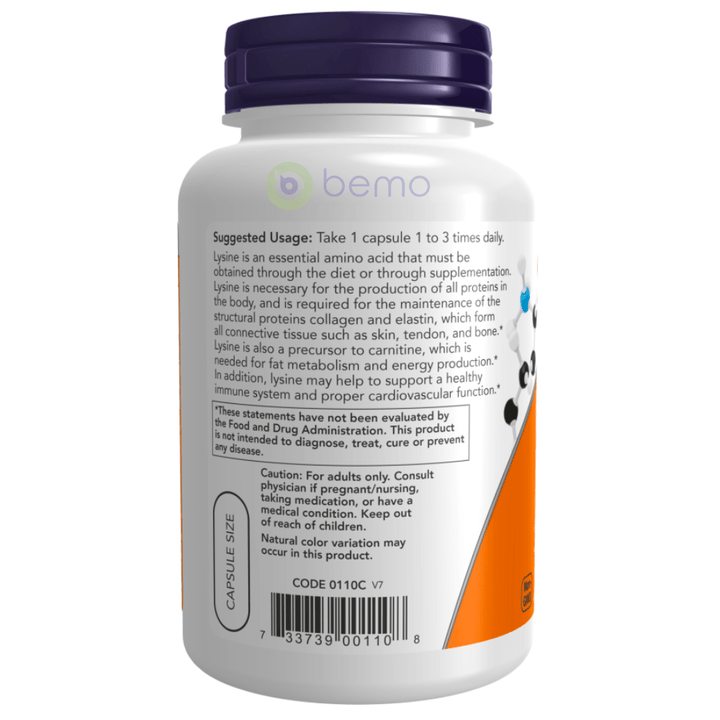 Now Foods, L-Lysine, 500 mg, 100 Capsules (4424150777996)