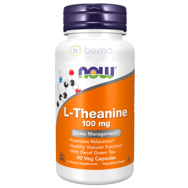 Now Foods, L-Theanine, 100 mg, 90 Veg Capsules (4424065319052)