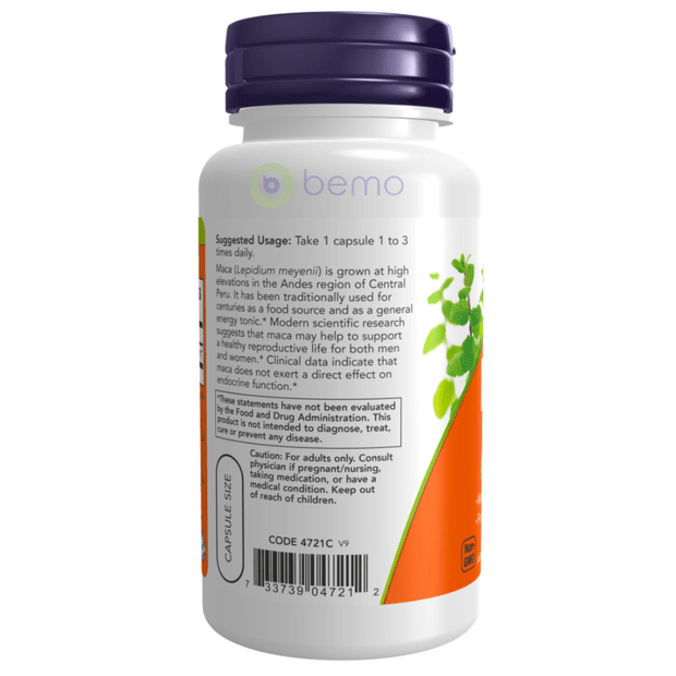 Now Foods, Maca, 500 mg, 100 Veg Capsules (4424189116556)