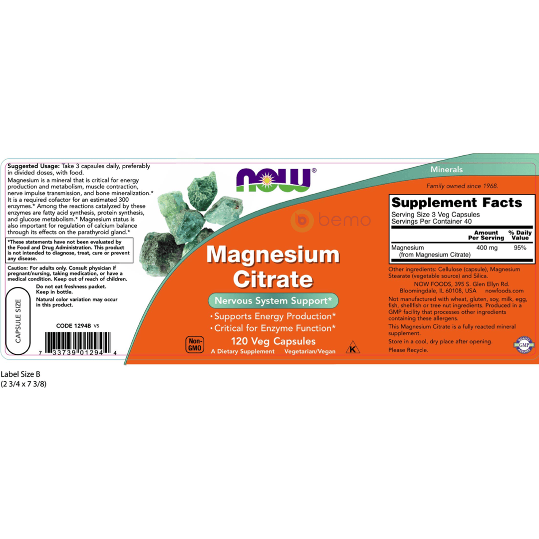 Now Foods, Magnesium Citrate, 120 Veg Caps