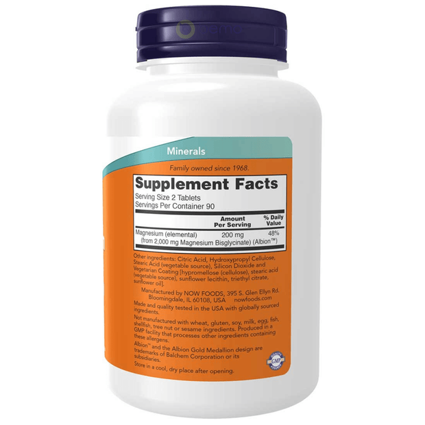 Now Foods, Magnesium Glycinate, 180 Tablets (8985046188284)