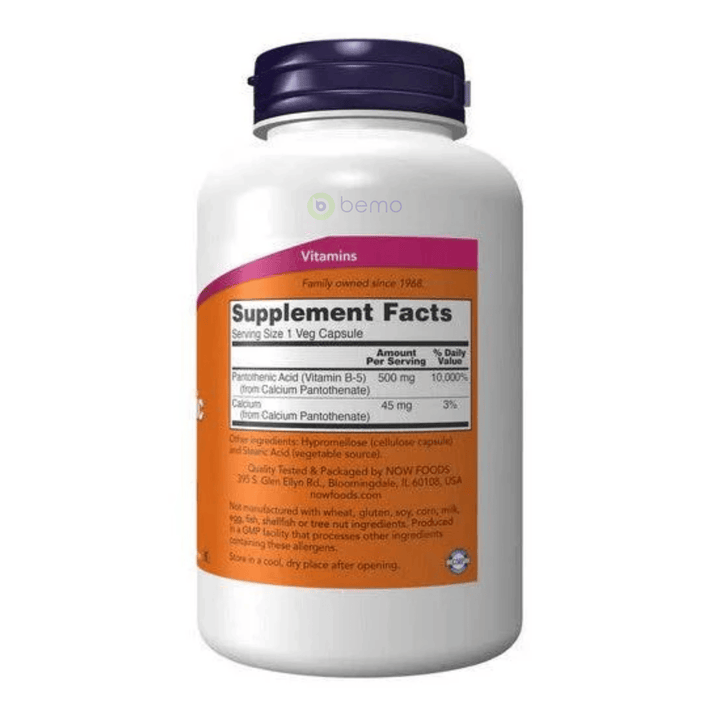 Now Foods, Pantothenic Acid 500mg, 250 vcaps