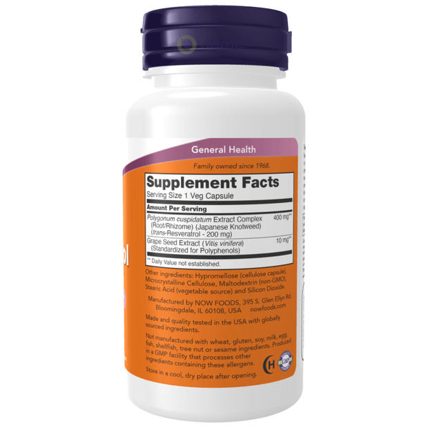Now Foods, Resveratrol, 200mg, 60 Veg Capsules (9100726501628)