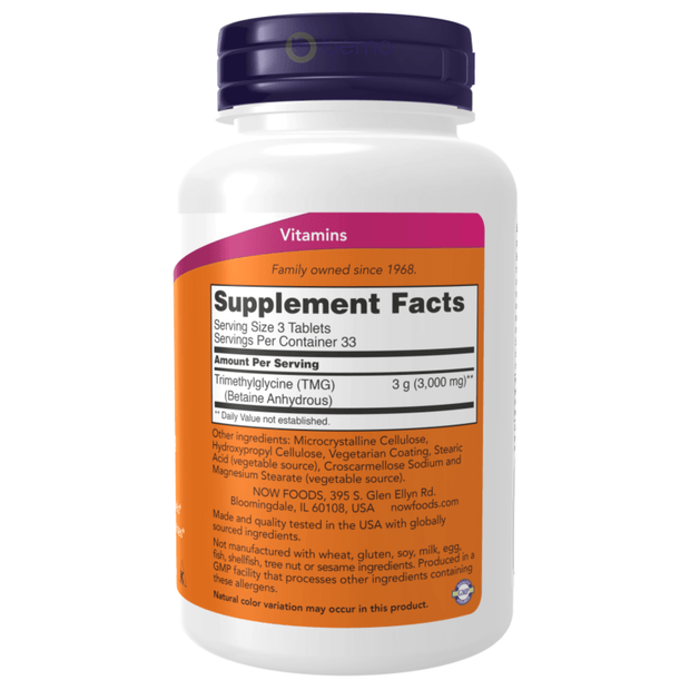 Now Foods, TMG Betaine 1,000 mg, 100 Tablets (8925528064252)