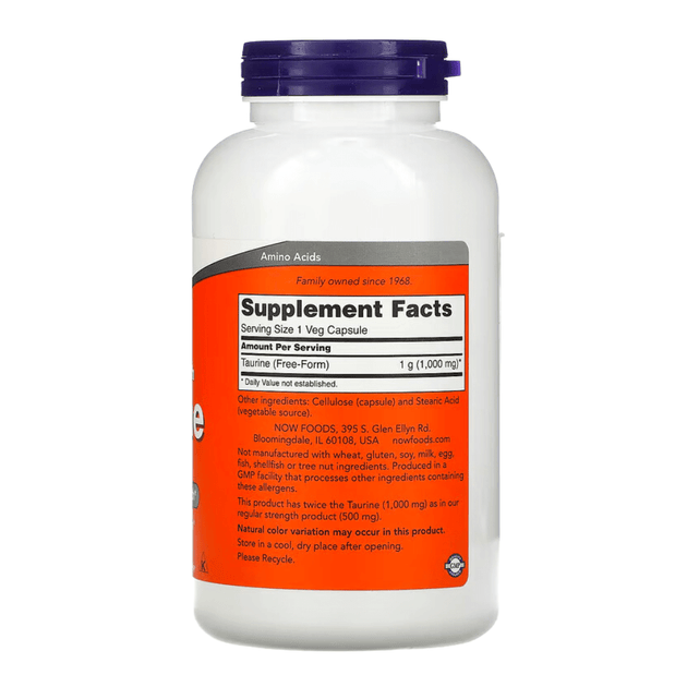 Now Foods Taurin 1000 Mg – 250 Kapseln Für Energie Und Wohlbefinden