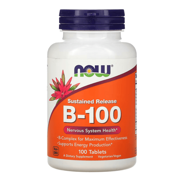 Now Foods, B-100 Sustained Release B Complex, 100 Tablets (8567140647164)
